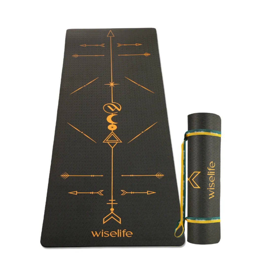 BOHO Alignment TPE Yoga Mat - 8MM Black image 1