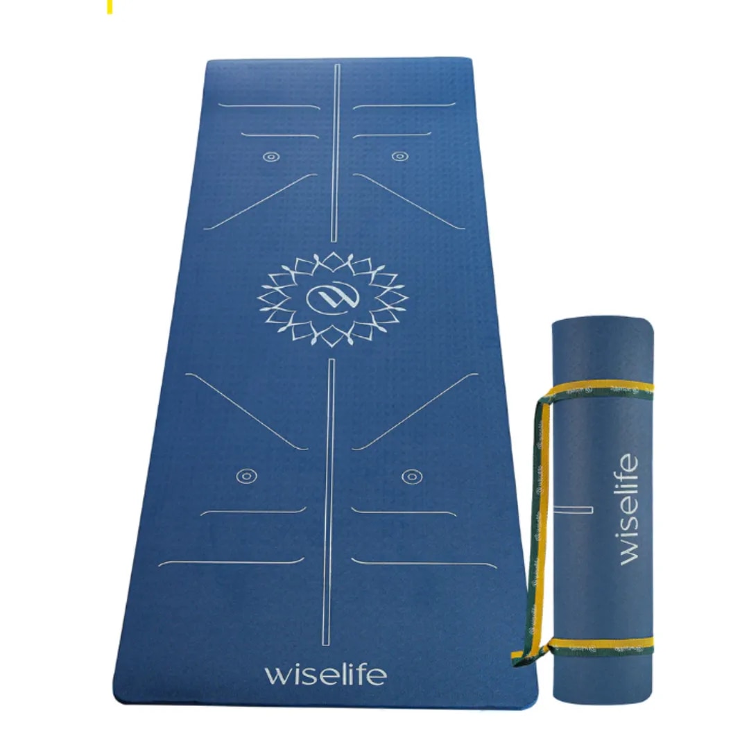 Lotus Alignment TPE Yoga Mat - 10MM Blue image 1