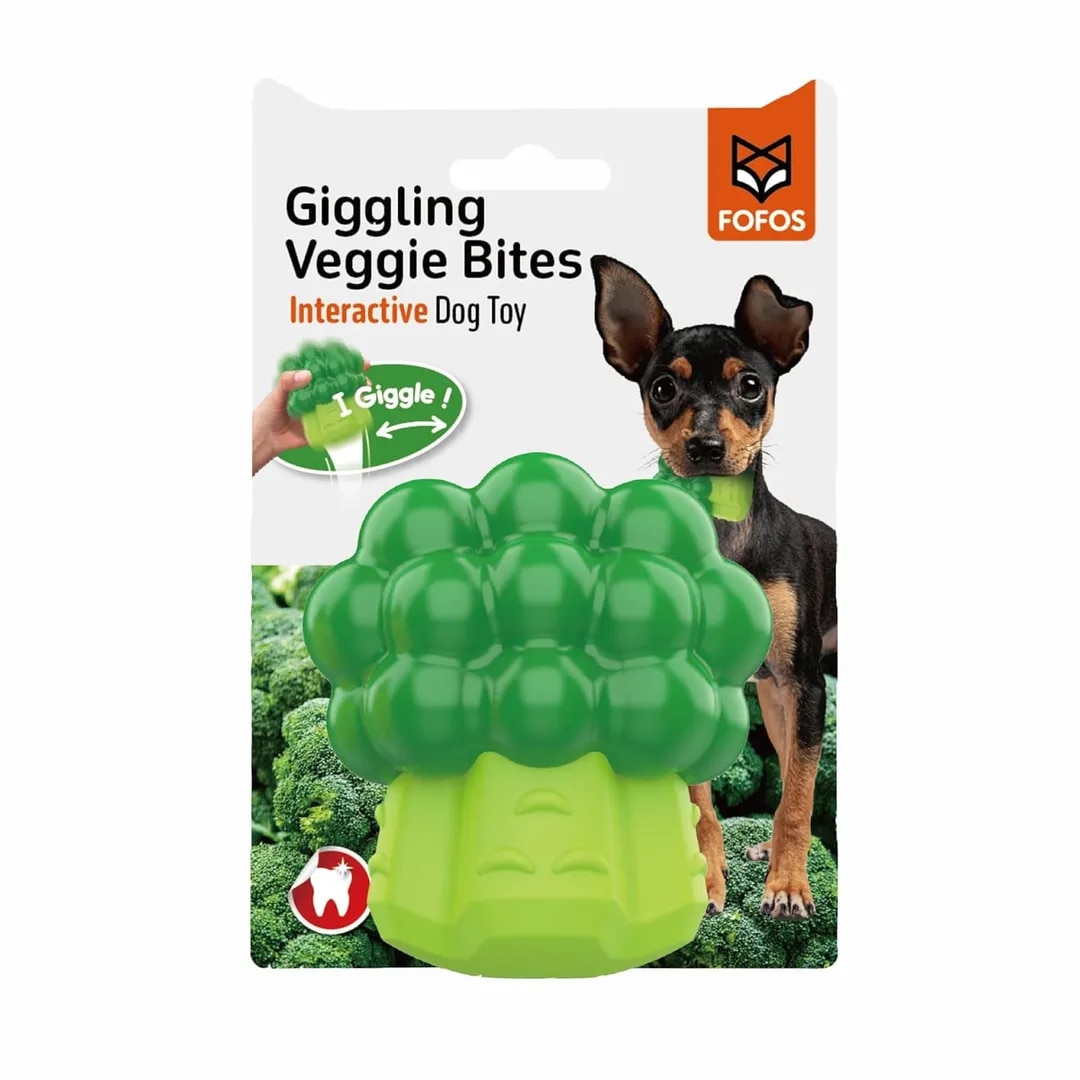 Fofos Giggling Vegi-Bites Dog Toy Broccoli image 1