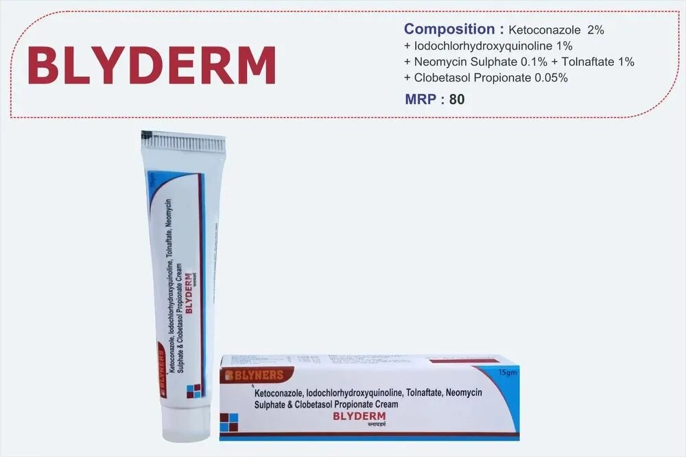 Ketoconazole 2% + Neomycin sulphate 0.1% + Iodochlorhydroxy quinolone 1% + Tolnaftate 1% +ClobetasoL image 1