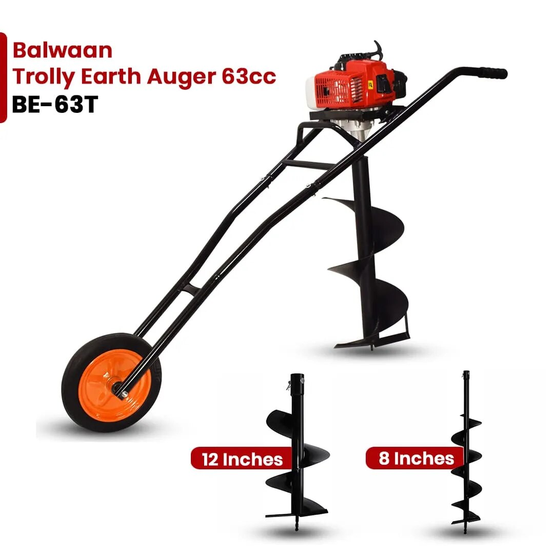 Balwaan Trolly Earth Auger with 8 Inch & 12 Inch Planter image 1