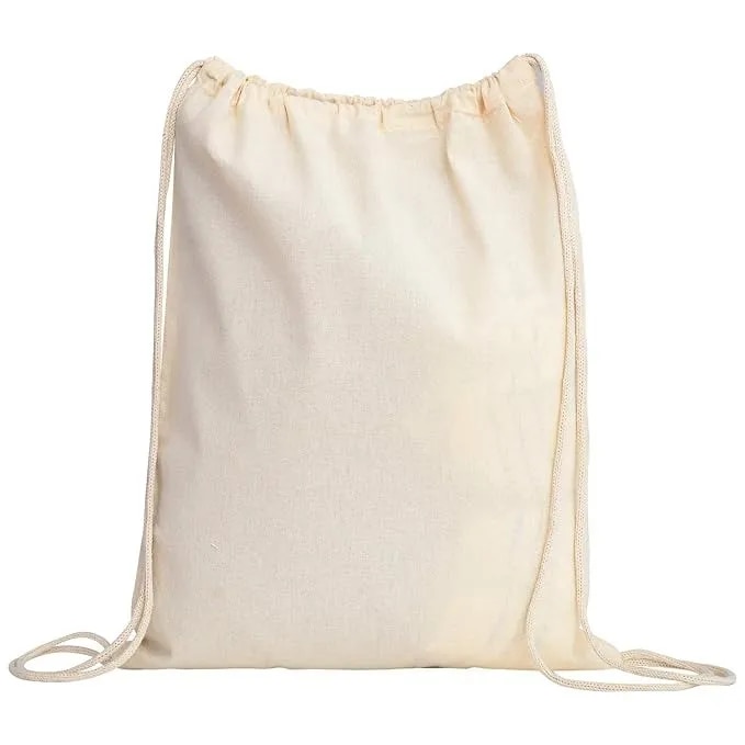 Cotton Drawstring Backpack Gym Sack, Canvas Cinch Sport Pack for Men, Women image 1