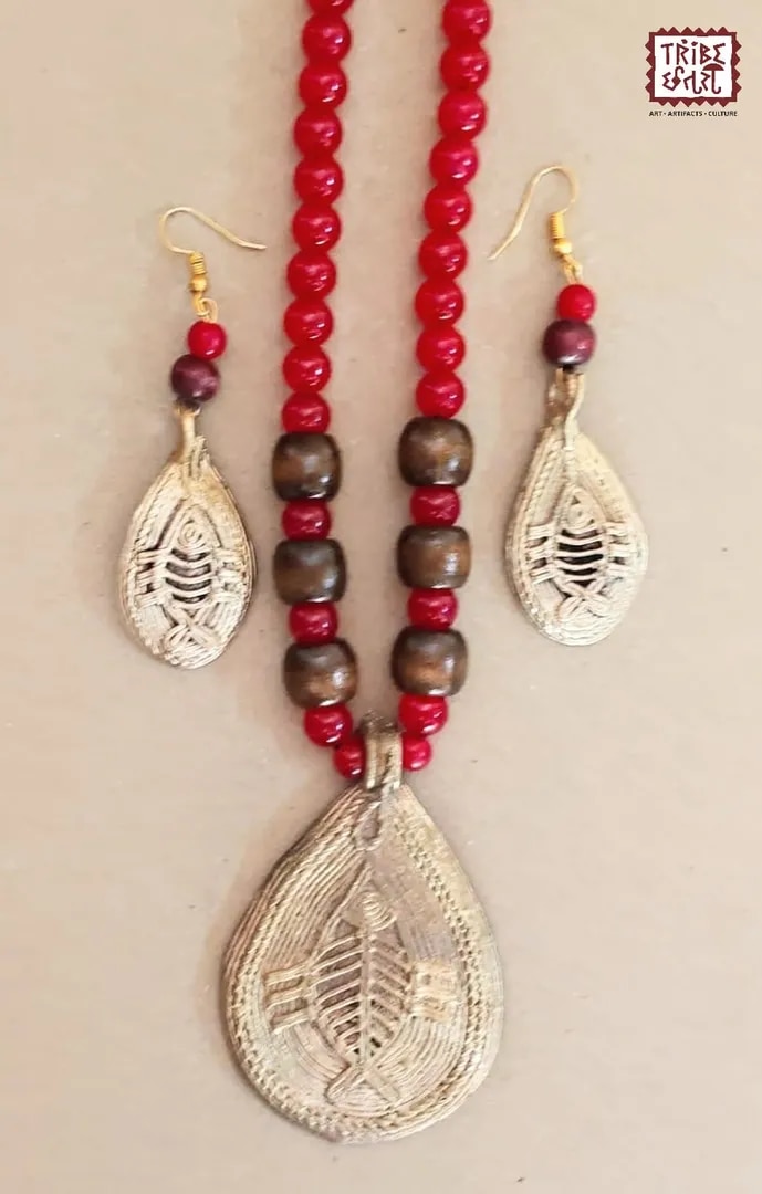 Dhokra Thred & Bead Necklace Set image 1