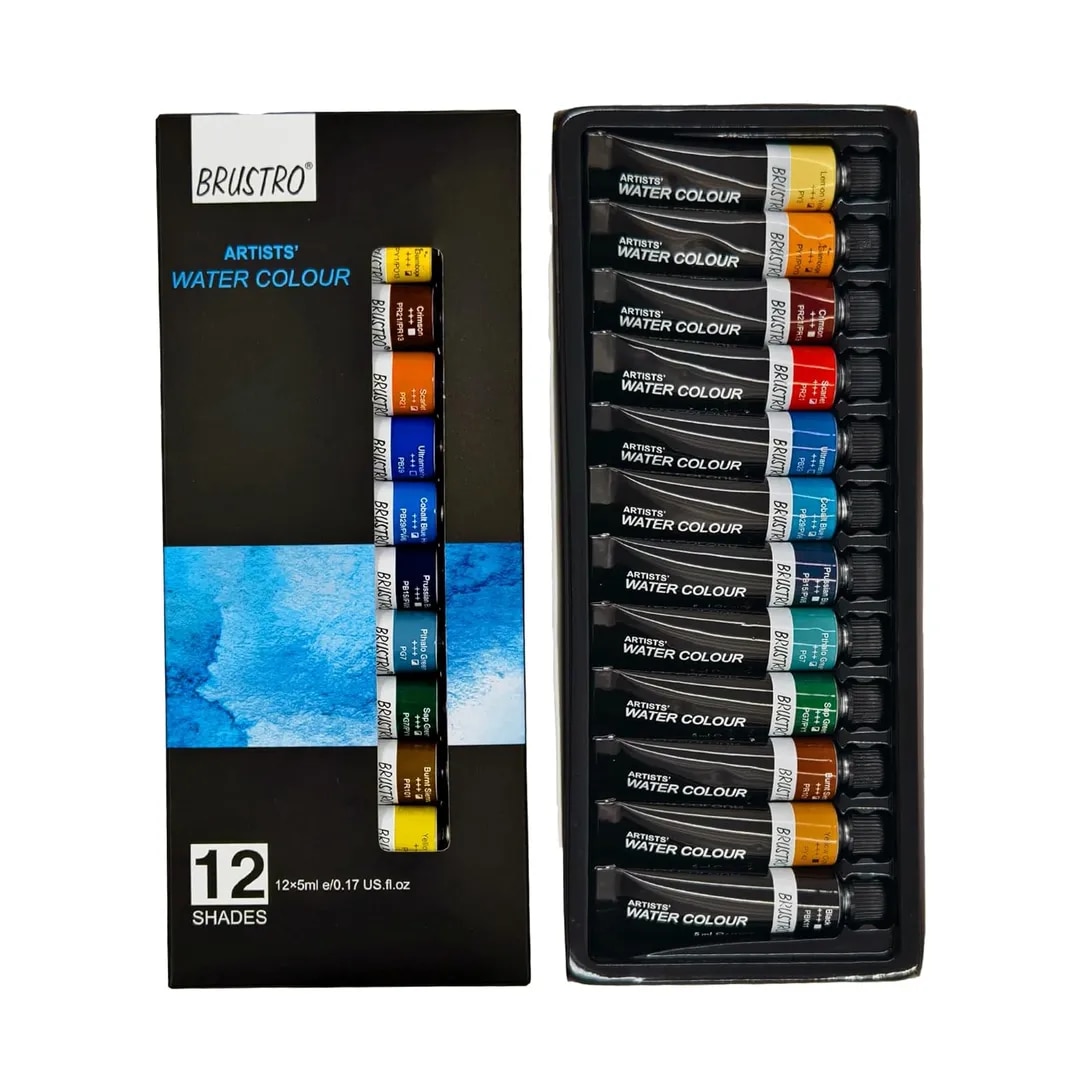 BRUSTRO Artist's Watercolour Paint | 5ML Tubes Set of 12 Colours | image 1