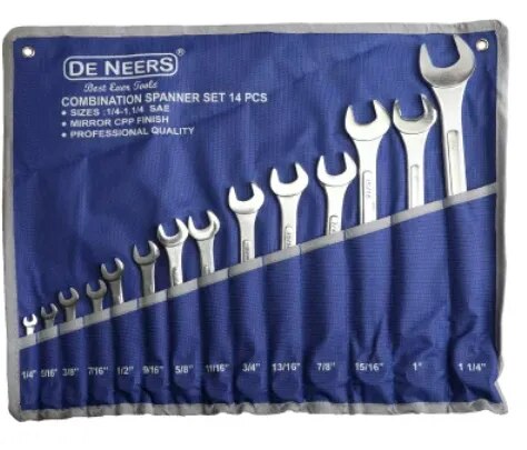 COMBINATION SPANNER SET 1/4 to 1-1/4 SAE Set of 14 Pcs. image 1
