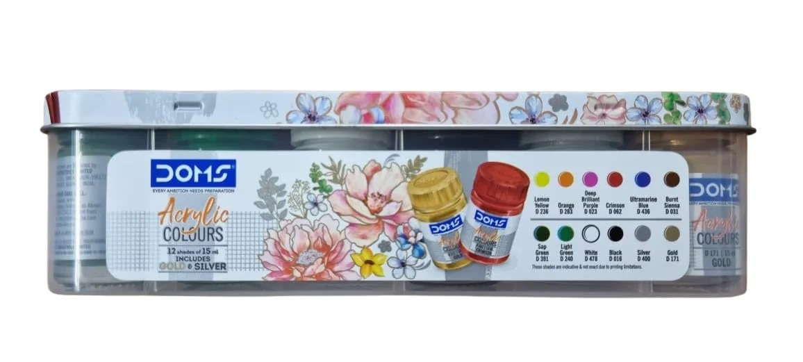 DOMS Acrylic Paints Set (12 Shades x 15ml) image 1