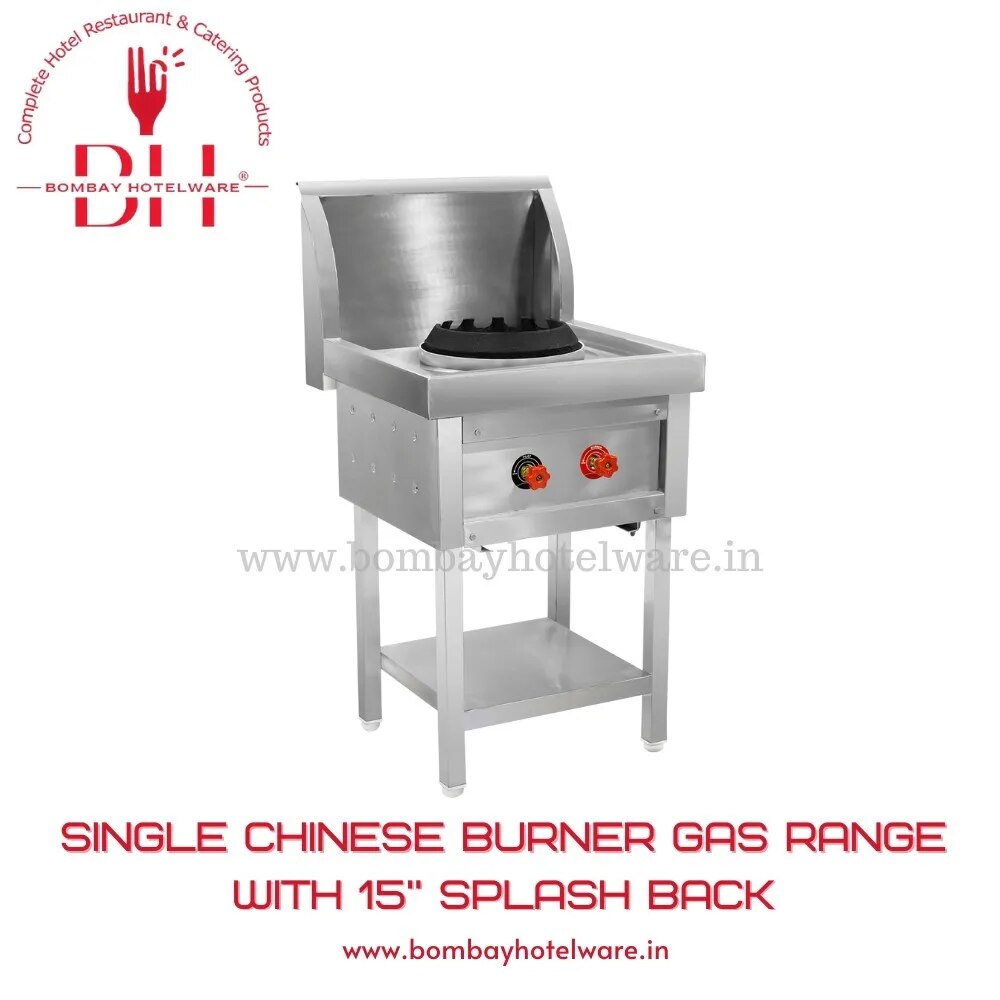 Single Chinese Burner Gas Range with 15" Splash Back image 1