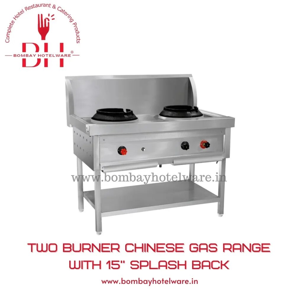 Two Burner Chinese Gas Range with 15" Splash Back image 1