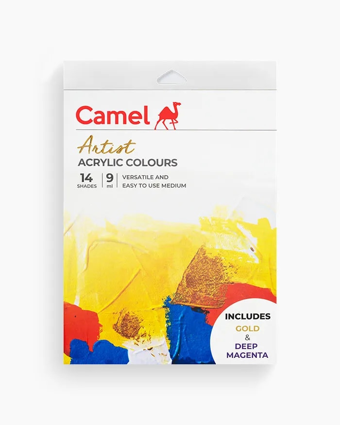 Camel Artist Acrylic Colours Assorted pack of 14 shades in 9 ml image 1