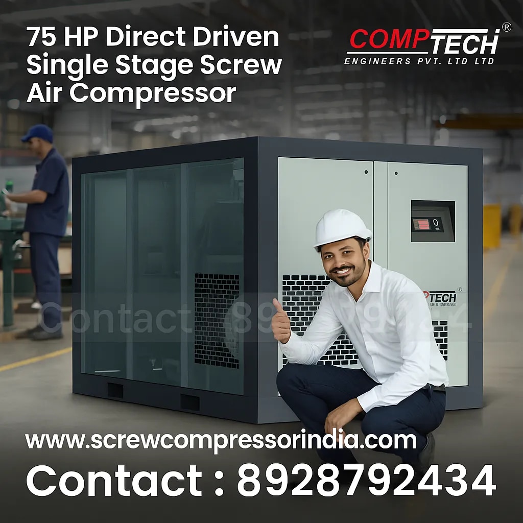 75 HP Direct Driven Single Stage Screw Air Compressor image 1