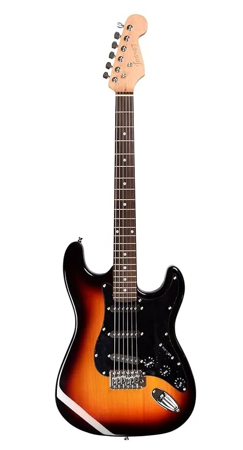 JUAREZ JRZ-ST01-3TS, 6 Strings Linden Wood Electric Guitar, Right Handed with Bag/Case, 2 x Picks (3TS Sunburst, 38 Inches) image 1