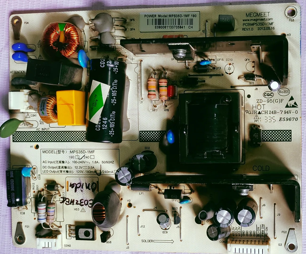 ONIDA LEO32HEX POWER SUPPLY BOARD, SMPS BOARD,#wb29 image 1