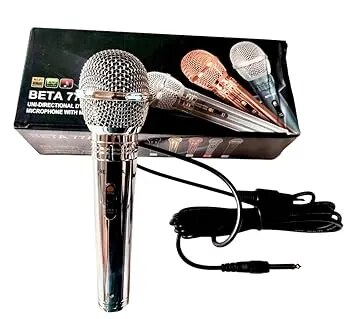 Professional Dynamic Vocal XLR Microphone with Switch, Metal Body, Blue (1, Silver) image 1