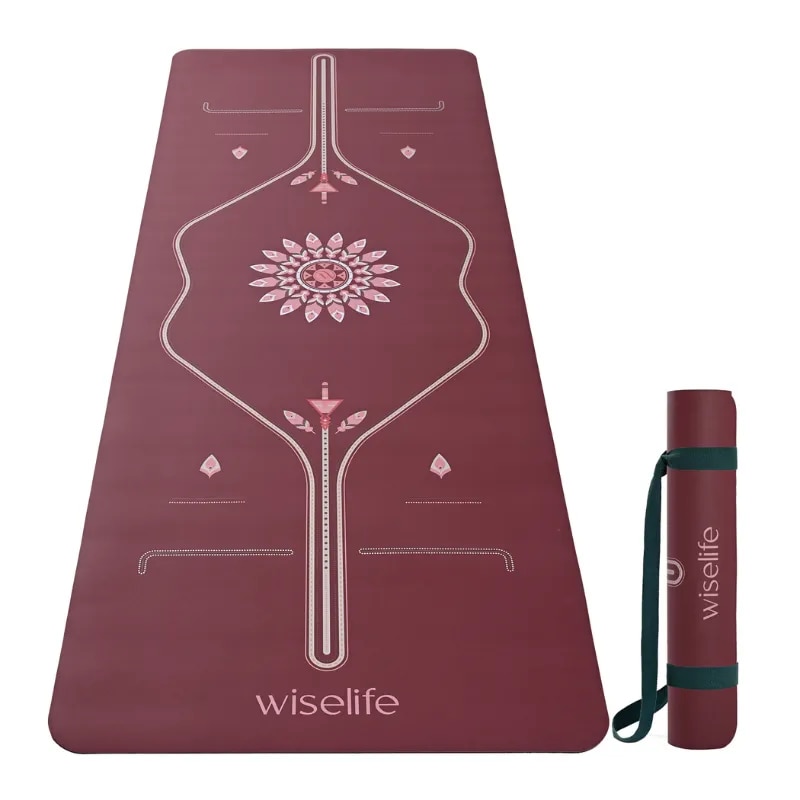 PU Alignment and Natural Rubber yoga mat - Wine image 1