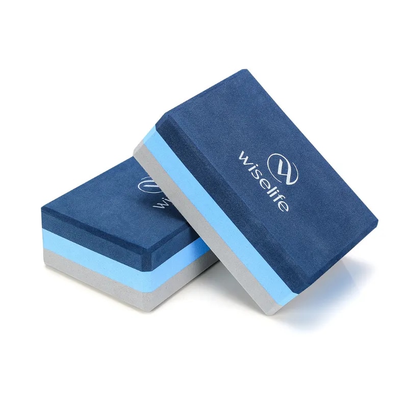 Yoga Blocks set of 2 - Tri Colour Blue (L9*W6*H3 inches) image 1