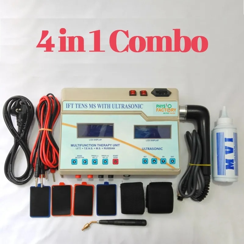 4 in 1 Combo ( IFT , TENS , MS , Ultrasonic ) dubble lcd machine image 1