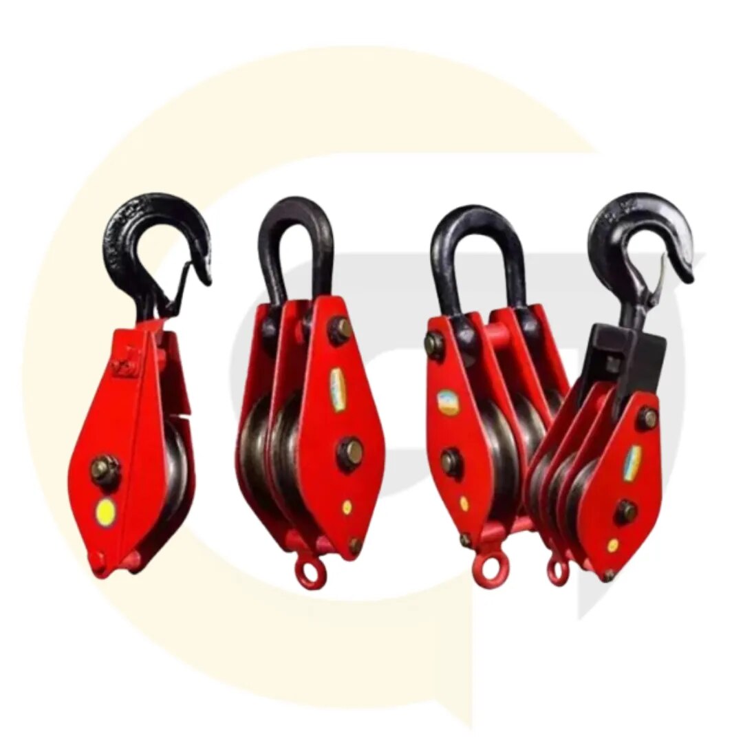 Double Wheel Hook Pulley Heavy Duty | Mild Steel Lifting Pulley for Wire Rope & Crane Use image 1