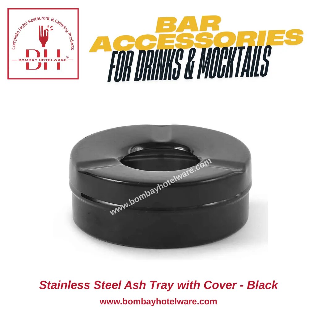 Stainless Steel Ashtray with Cover - Black image 1