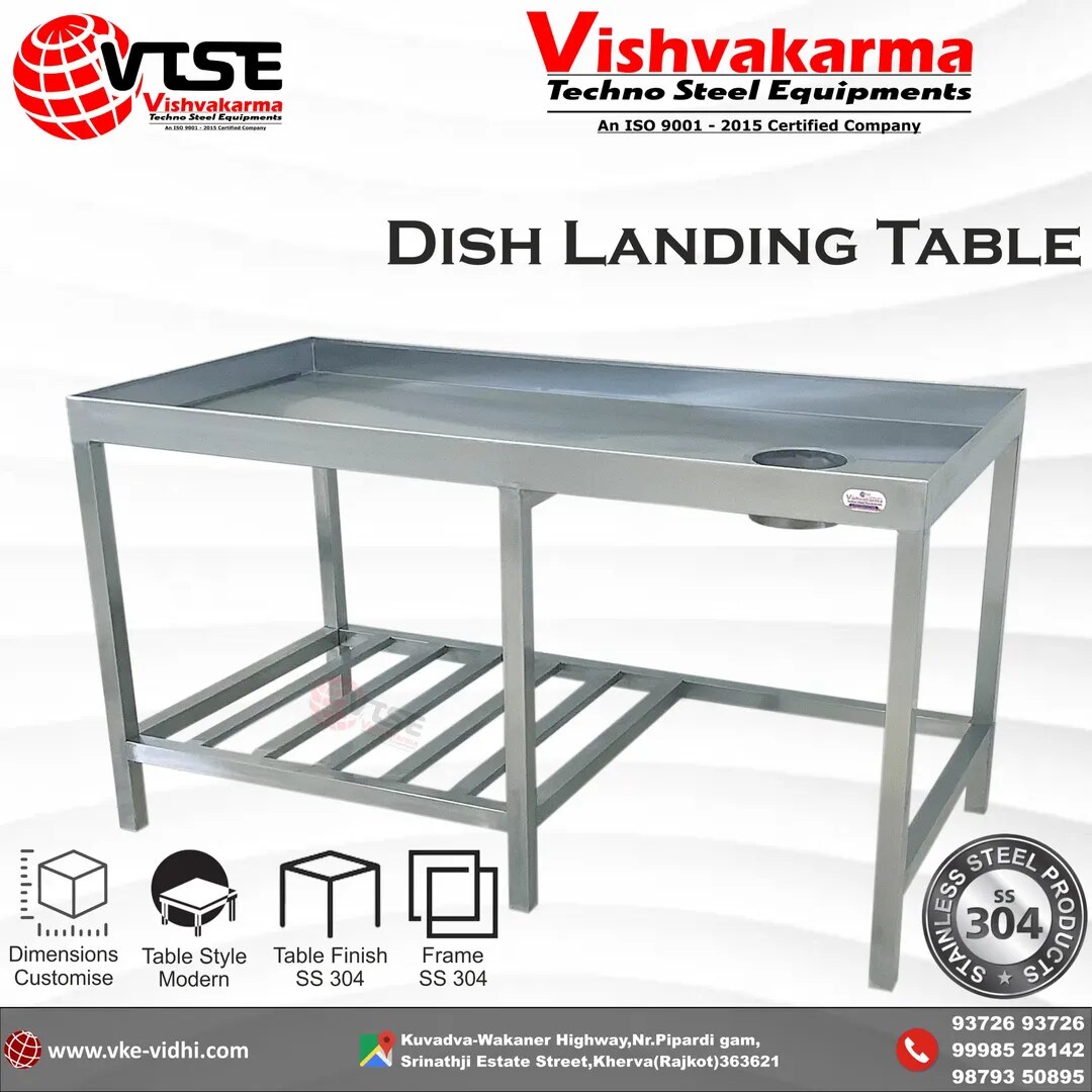 SS Soiled Dish Landing Table | SS 304 Commercial Dish Collection Table | Heavy Duty Kitchen Utility image 1