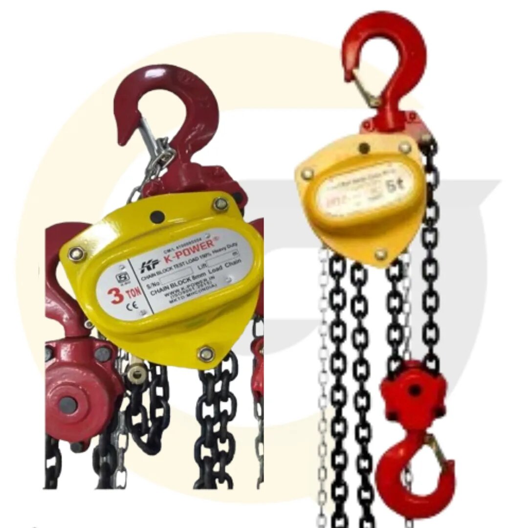 K - Power Brand ISI Marked Chain Pulley Block 1 Ton | 6mm Chain, 3m Lift – Goyals Industrial Hub Delhi image 1