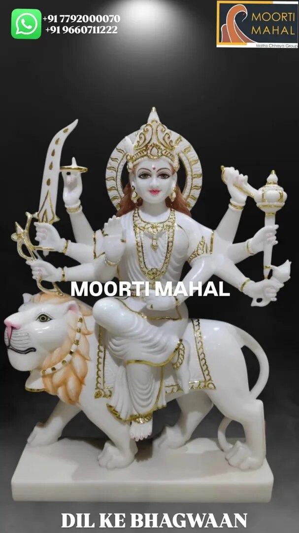 MARBLE DURGA STATUE image 1