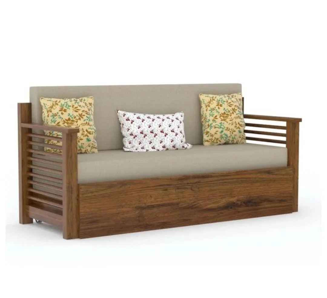 Strip Sofa cum bed Gloss honey finish image 1