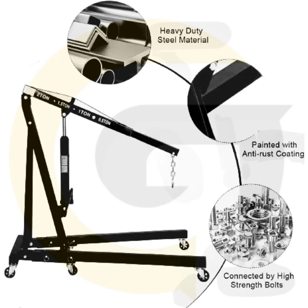 Trolley Hydraulic Engine Hoist 2 Ton – Heavy Duty Garage Crane | Goyals Industrial Hub, Delhi image 1