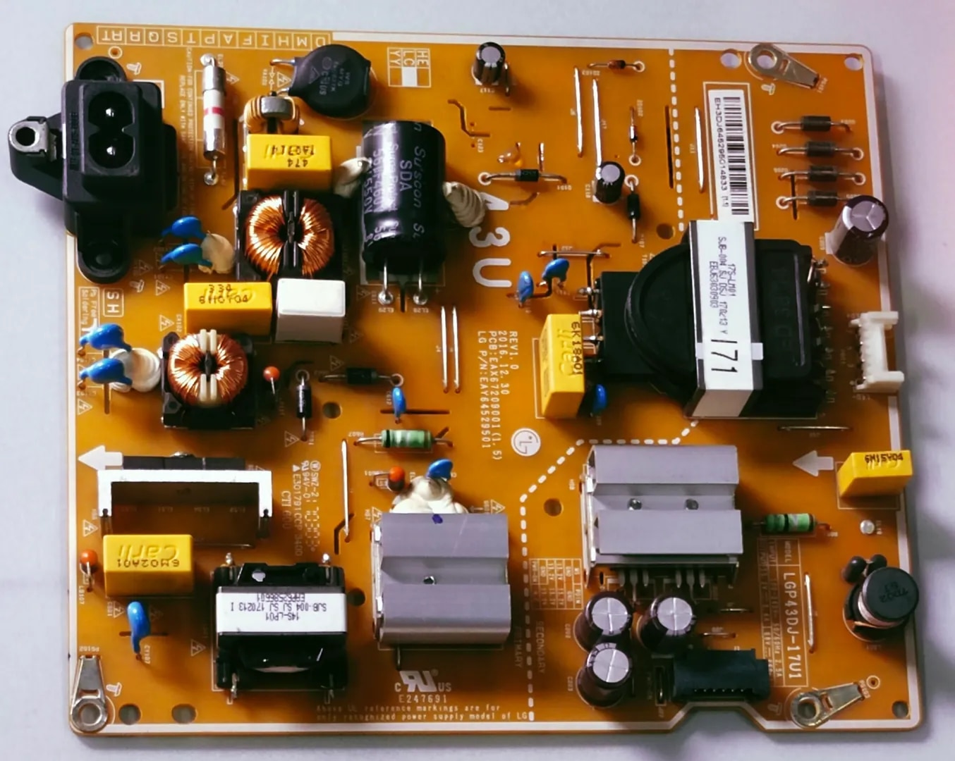 LG LED TV 43LJ554T-TA Power Supply Board, LG LED TV 43LJ554T-TA Smps Board, LG LED TV 43LJ554T-TA Power Supply PCB Board, image 1