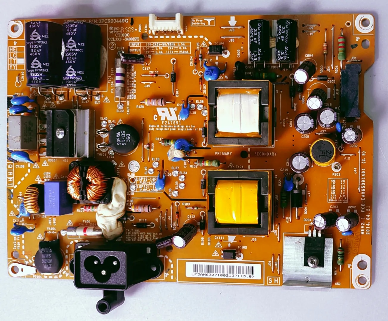 LG LED TV 32LB620B-TA Power Supply Board, LG LED TV 32LB620B-TA Smps Board, LG LED TV 32LB620B-TA Power Supply PCB Board, #wb48 image 1