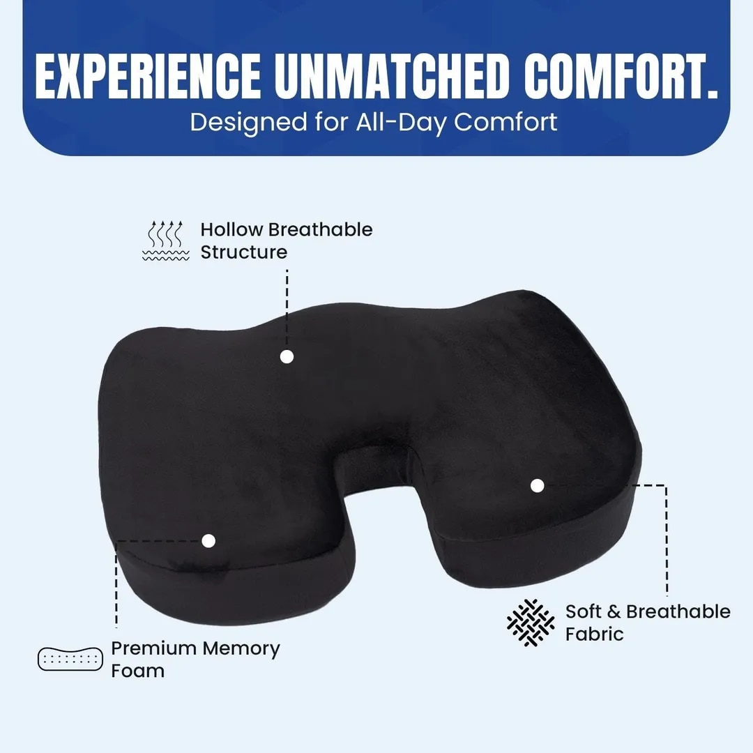 Pillow Tree Coccyx Seat Cushion – Orthopedic Comfort for Tailbone & Lower Back Relief image 1