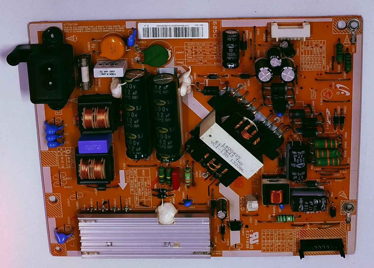 SAMSUNG LED TV UA32F5100AR Power Supply Board, SAMSUNG LED TV UA32F5100AR Smps Board, SAMSUNG LED TV UA32F5100AR Power Supply PCB Board, #wb50 image 1