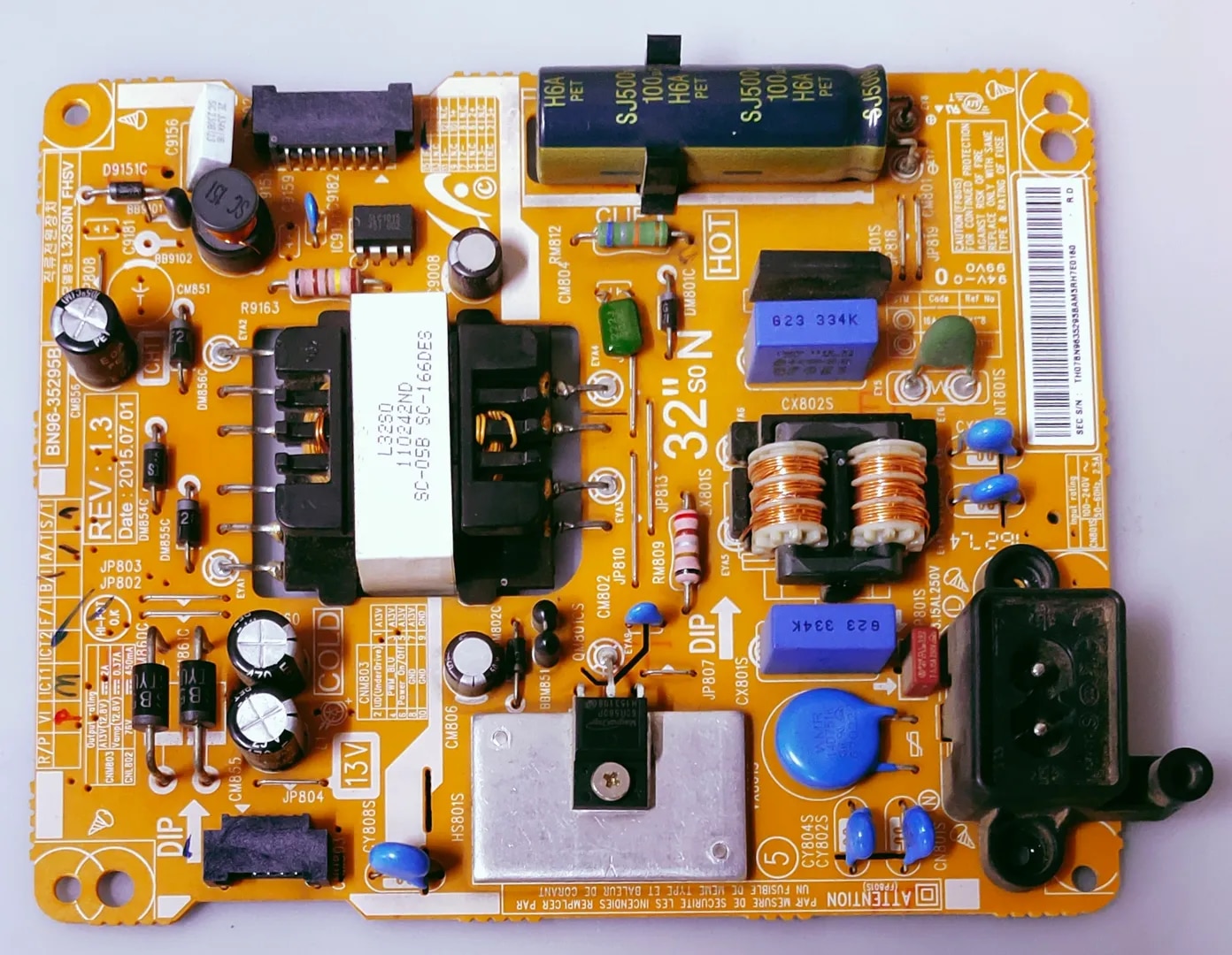 SAMSUNG LED TV UA32H4500 Power Supply Board, SAMSUNG LED TV UA32H4500 Smps Board, SAMSUNG LED TV UA32H4500 Power Supply PCB Board, #wb53 image 1