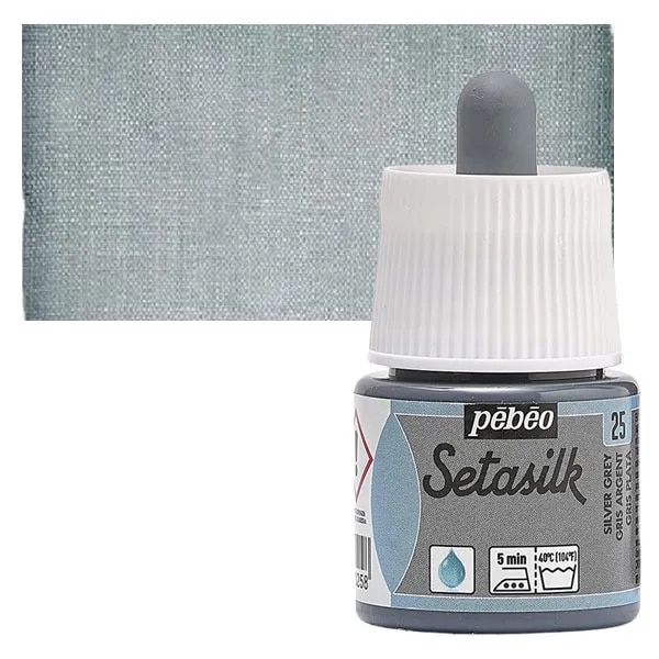 PEBEO SETASILK PAINT - 45 ML BOTTLE - SILVER GREY (25) image 1