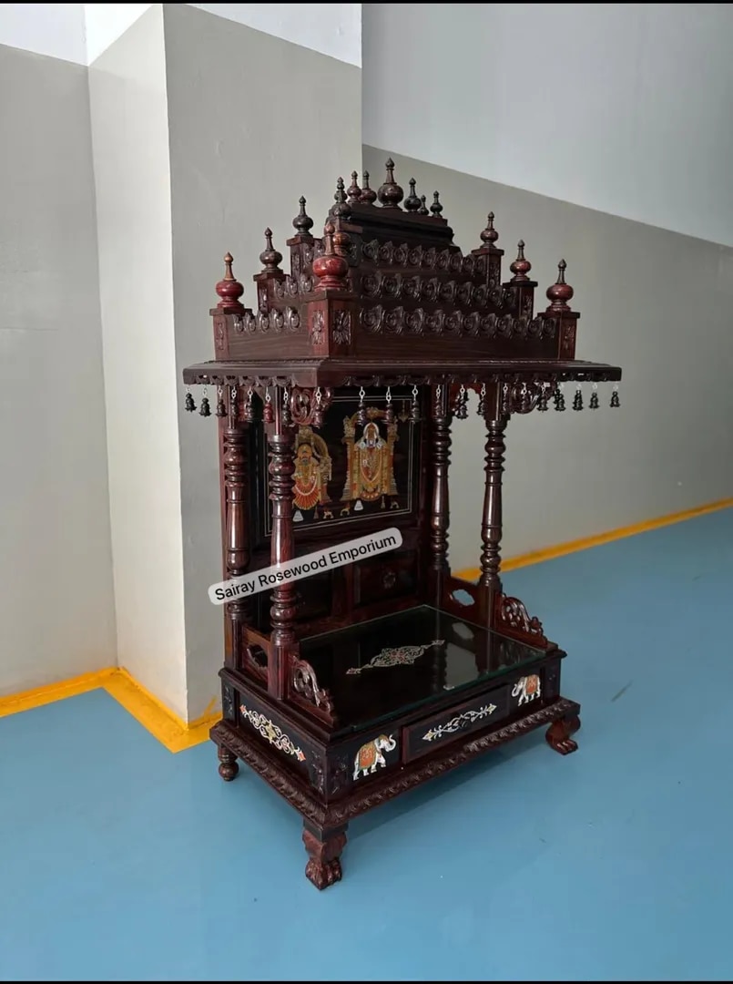 Rosewood Temple with Tiered Roof & Painted Drawer image 1