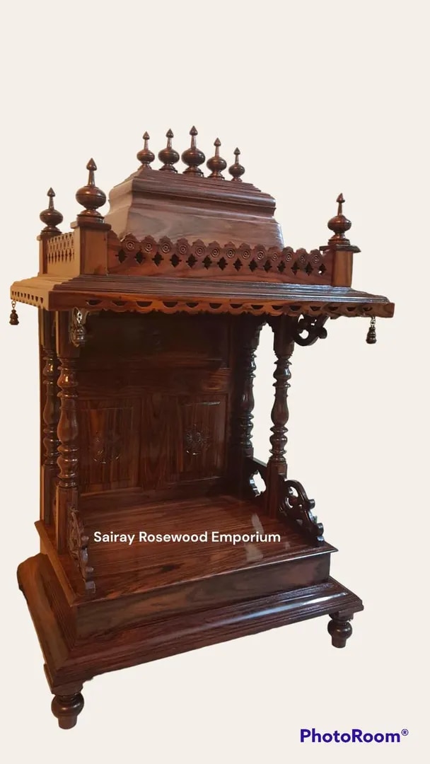 Rosewood Pooja Mandir with Gopura image 1