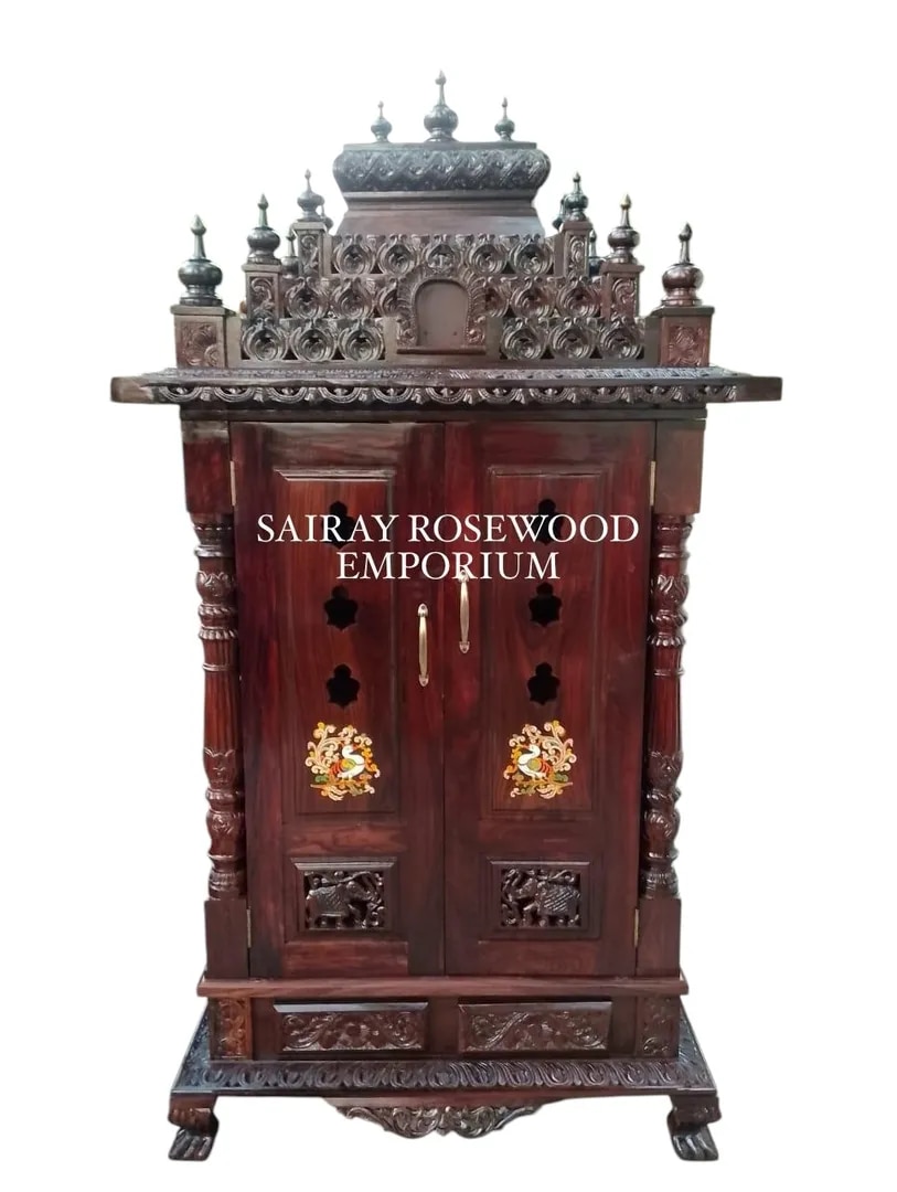 Rosewood Mandir with Ornate Gopuras image 1