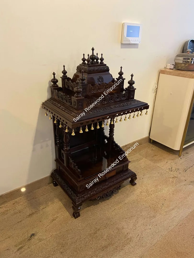 Rosewood Pooja Mandir with Gopura image 1