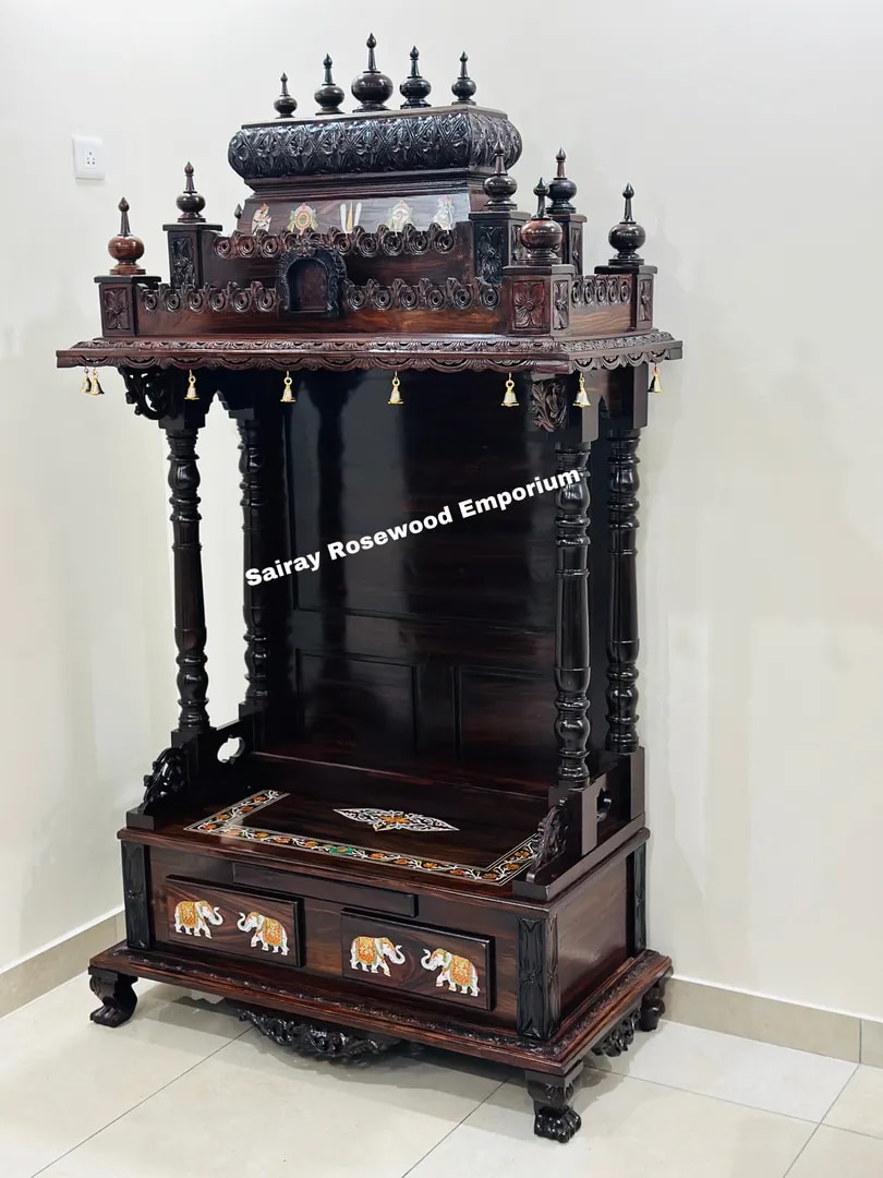Rosewood Pooja Mandir with storage image 1