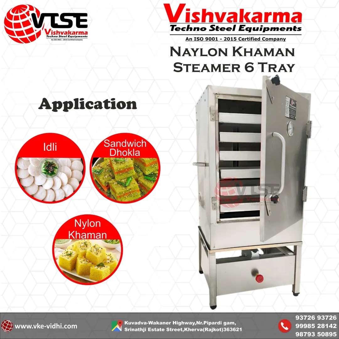 Khaman Dhokla Maker Machine | Commercial Idli Steamer | SS 304 Food Steaming Machine image 1