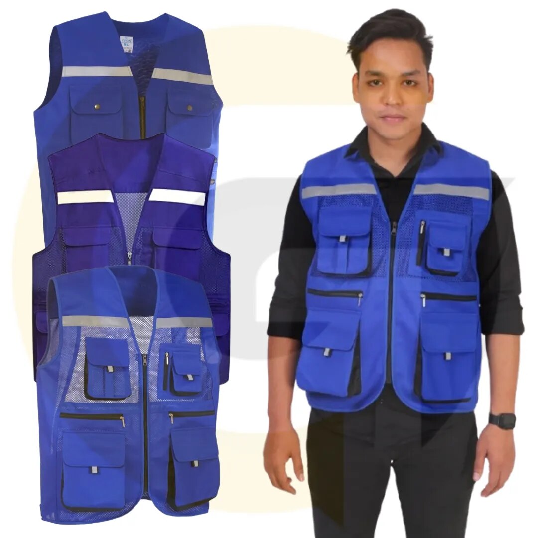 Blue Polyester Reflective Safety Vest | Goyal Industrial Hub Delhi image 1