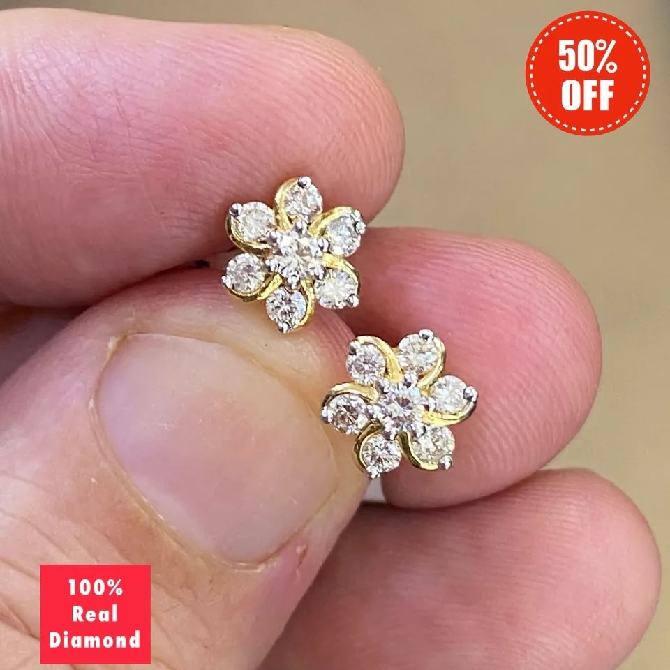 Daily Wear Light Weight Diamond Earrings Delhi image 1
