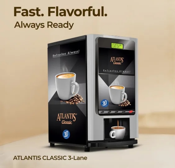ATLANTIS CLASSIC - 3 Lane Tea and Coffee Vending Machine 3 Ltrs hot Tank
image 1