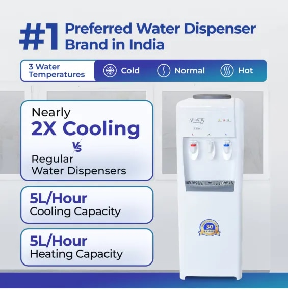 ATLANTIS FROSTY PLUS | 5L/Hour Cooling Capacity | Glass Push-Pull Taps | 1 Year Warranty | Hot, Normal & Cold Water | Perfect for a Team of 10-30 image 1