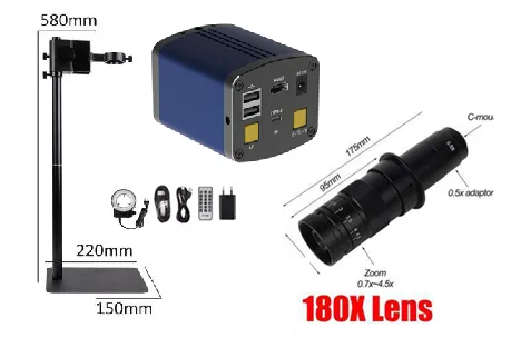 Sony Auto Focus Zoom Industrial Camera 180X 48MP 4K HD-MI USB-C Digital Video Monocular Microscope Camera USB Zoom 180X image 1