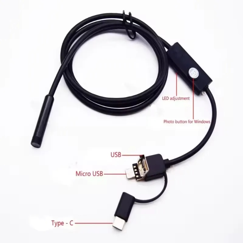 8mm USB Industrial Endoscope Cable Waterproof IP67 Borescope Endoscope Semi-Rigid Cable Endoscope for Android image 1