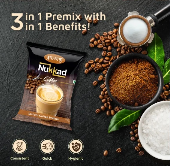 ATLANTIS Nukkad 3-in-1 Coffee Premix – 1kg Pack for Vending Machines | Tasty & Time-Saving Solution image 1