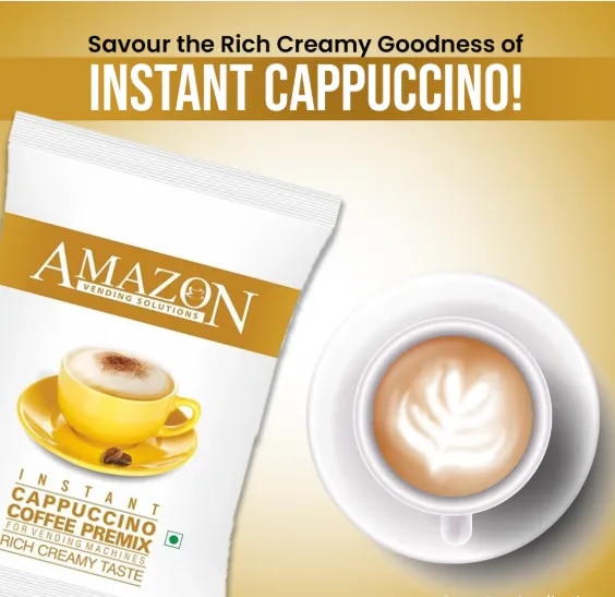 AMAZON 3-in-1 Cappuccino Coffee Premix – Rich & Creamy Taste | Ideal for Vending Machines image 1