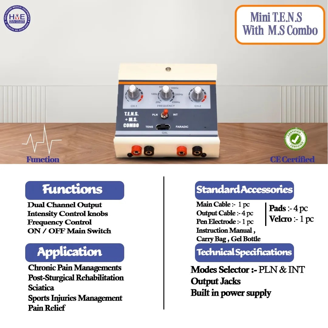 Mini combo / 2 channel Tens + MS Combo Physiotherapy Machine image 1
