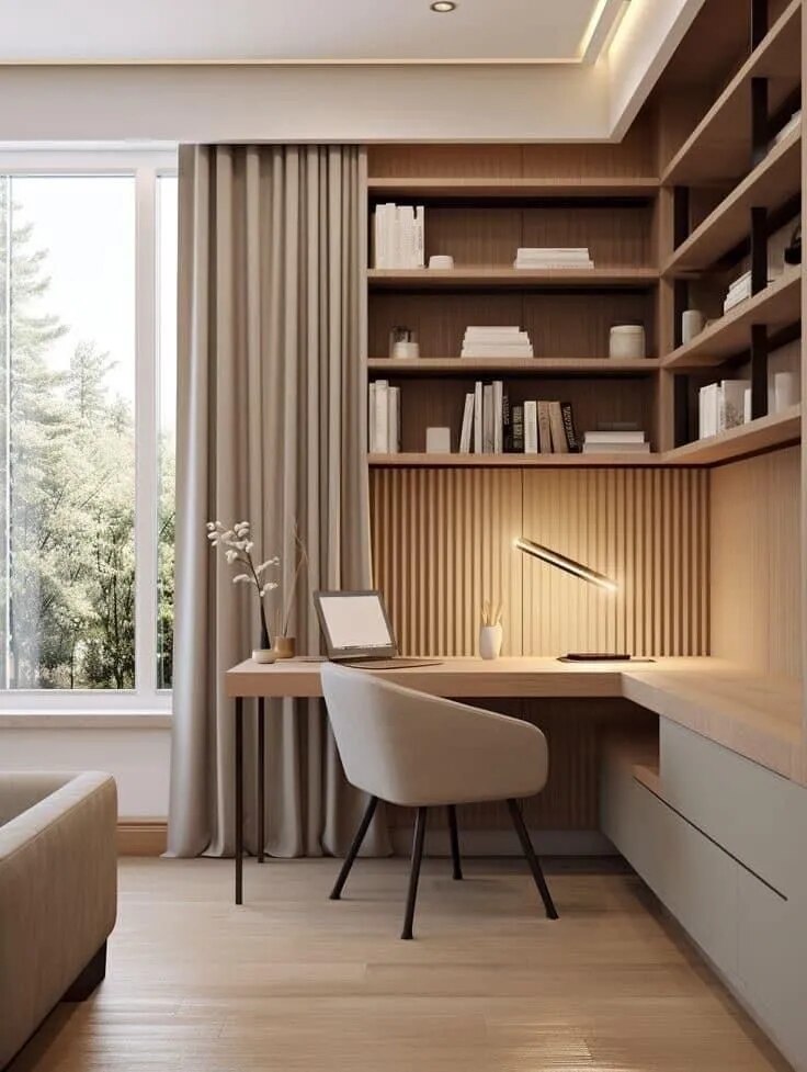 Customized Study Area Interiors with Built-in Shelves image 1