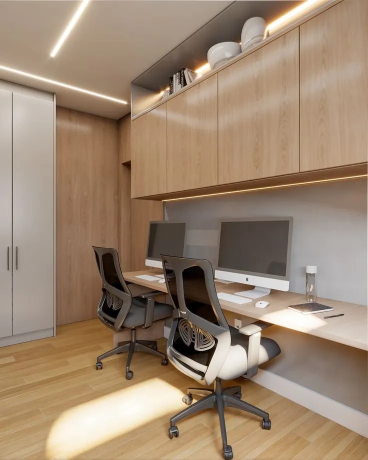 Modern Study Area with Wall-Mounted Furniture Ideas image 1